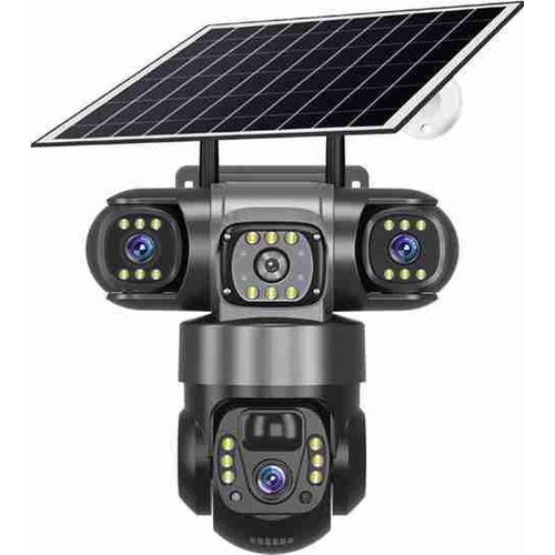4G solar CCTV security camera with 3 lenses and night vision supplied in Uganda