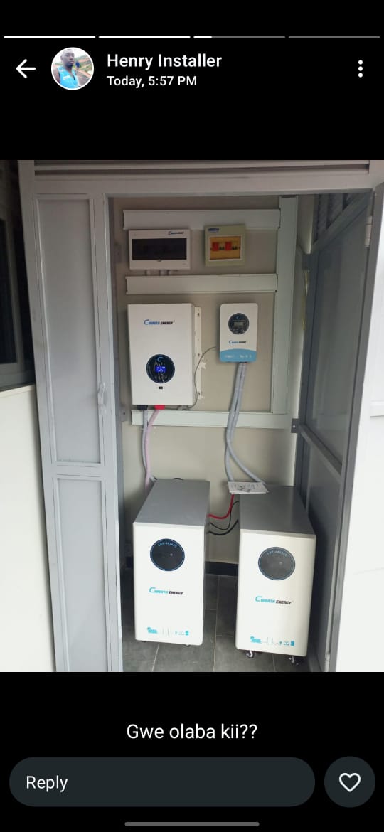 10kVA solar system with 30kWh battery storage installed in Uganda