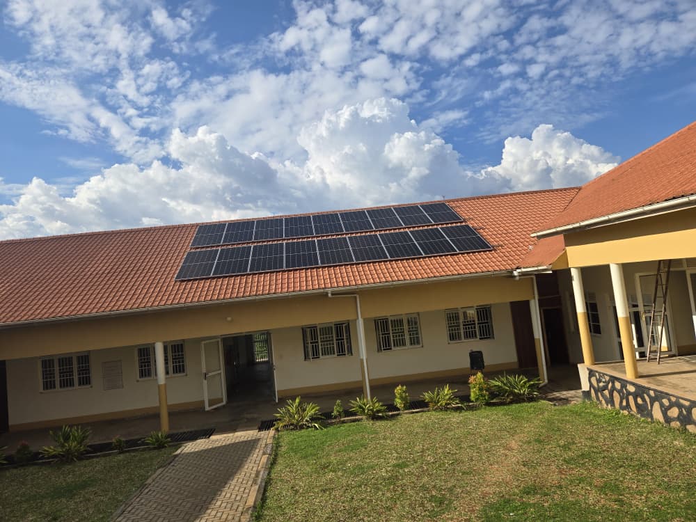 Solar panels installed on institutional rooftop in Uganda
